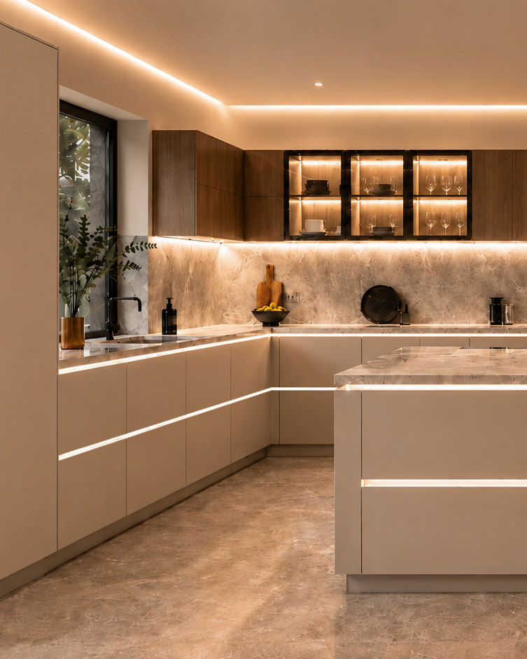 Perfil de Alumínio com Iluminação para Cozinhas | Villaggio